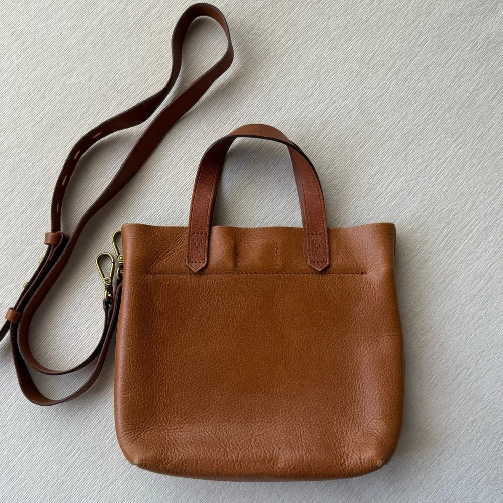 Madewell Cognac Brown Leather Crossbody Tote